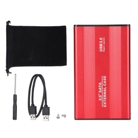 HDD Enclosure Plug Play 3TB USB3.0 SSD Hard Disk Box for Laptops/OS X External Data StorageRed  (Not Inclube Hard Disk)