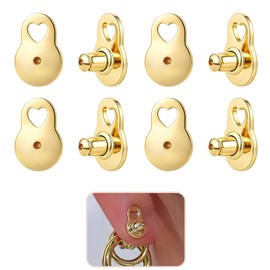 8PCS 14K Gold Plated Earring Backs for Droopy Ears Hypoallergenic Adjustable Heavy Heart-Shaped Hole Earrings Lifters Backs