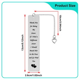 Gifts for Sister from Sisters Metal Bookmark Funny Sister Gifts for Birthday Mother's Day Graduation Friendship Gifts for Best Friend Soul Sisters from Sister Brother Book Lover Book Marker