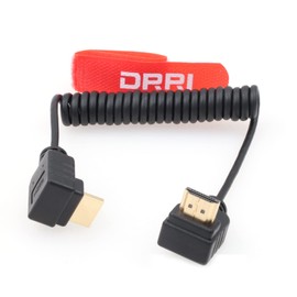 DRRI High Speed HDMI-A 2.0 Bend up to Bend Down HDMI Coiled Cable for Z-Cam E2 S6 Camera/atomos Ninja V Monitor/Small HD Monitor