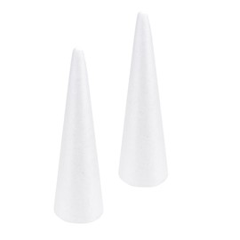 Operitacx Polystyrene Foam Cones Full Diameter 9.5 cm Height 30 cm Pack of 2 Polystyrene Foam Cone Polystyrene Foam Cylinder for Craft Projects