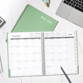 2026-2027 Monthly Planner - Planner/Calendar 2026-2027, Jul 2026 - DEC 2027, 9" x 11", 26-27 Academic Planner with Thick Paper, Twin-Wire Binding, Monthly Planner with Tabs & Pocket & Label, Green