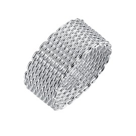 Cutesmile Fashion Beautiful Jewelry New 925 Sterling Silver Mesh Fine Ring Band, 10, Silver