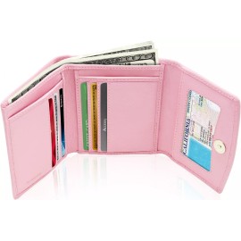 Access Denied Leather Wallets For Women - Trifold Womens Wallet With Coin Purse RFID Blocking - Pink