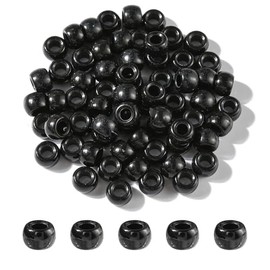 Handicraft Emporium | Resin European Beads, Large Hole Barrel Beads | 8mm | Black
