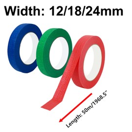 Qrity 2 x Masking Tape, 24 mm x 50 m, Painter's Masking Tape, Painter's Masking Tape for Painting Work and Decoration, Red