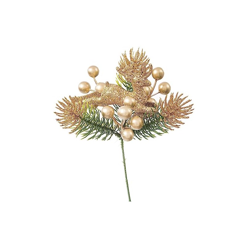 Save Dollar Stores Reindeer Gold Berry Pick for Christmas Decorations