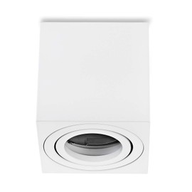 Sweet Led Surface-Mounted Ceiling Light Surface-Mounted with GU10 Socket 230 V Aluminium Armoured Swivelling Ceiling Light Spotlight Ceiling Lamp Downlight Made of Aluminium (Square White)