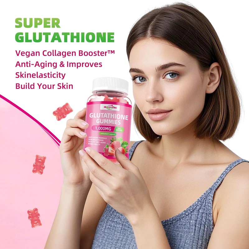 HEALOADING Glutathione Supplement Collagen Gummies: L-Glutamine Contains Marine Collagen Vitamins