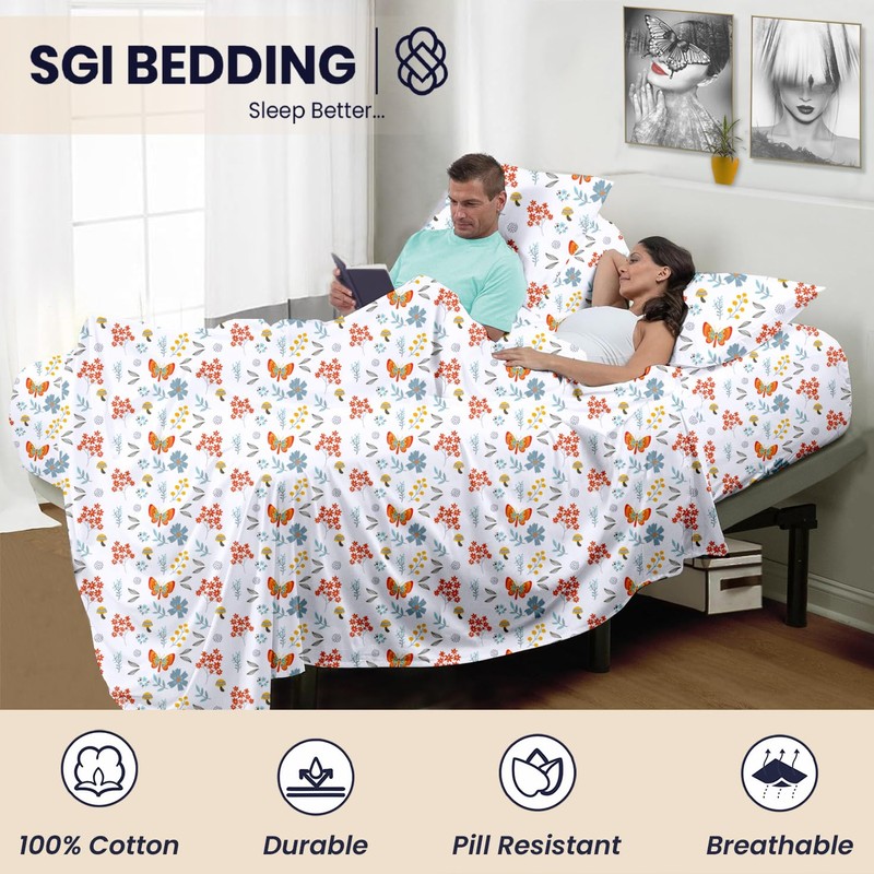 SGI bedding 32" Queen Split Top Flex Head Sheet 100%
