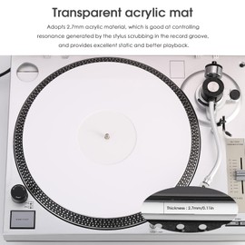 Turntable Slip Mat Anti Static Silicone/Cork Slipmat for Vinyl Record Player (Acrylic)