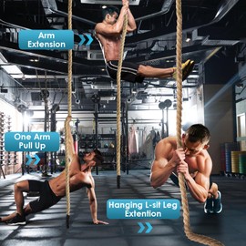 Gym Climbing Rope, 1.5 Inch Diameter 10FT 15FT Gym Fitness Rope for Strength Training, Workout Exercises Climbing Rope for Adults Outdoor or Home Indoor(15FT)