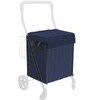Waterproof Shopping Cart Liner with Cover, 18" X 15" X 24" Square Bottom, Fits Standard Folding Trolley, Cover and Adjustable Straps for Easy Secure Attachment (Blue