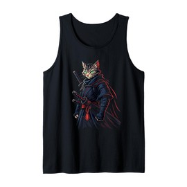 Samurai Cat Warrior Ninja With Dual Katanas Tank Top
