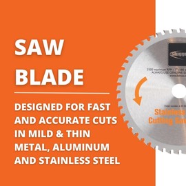 Slugger by Fein Stainless Steel Cutting Saw Blade - Fast and Accurate Cuts up to 1/4" in Aluminum, Mild & Thin Metals, 7" Diameter, 48 Teeth - 63502007520