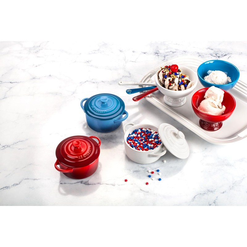 Le Creuset Stoneware Set of 4 Mini Cocottes with Cookbook,