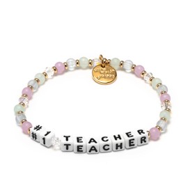 Little Words Project #1 Teacher Bracelet, The Original Word Bracelet, Made with Colorful Beads and Plated Brass Hardware, Handcrafted Design & Positive Message, Size L/XL