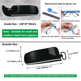 X-SHIYUN Flip-Top Hard Shell Eyeglasses Cases With Glasses Cloth And Carabiner Clip，Magnet Closure Glasses Case，Myopia Glasses Box for Women Men（Black）