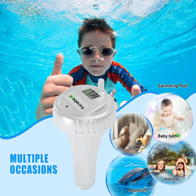Urageuxy Pool Thermometer Floating Easy Read, IPX8 Wireless Floating Pool