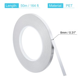 QUARKZMAN Metallisches Band, 0,31 Zoll x 164 ft Selbstklebendes metallisiertes Polyesterfilm-Band Wasserdichtes Glänzendes Washi-Band für Grafikkunst Basteldekoration, Glanz Silber