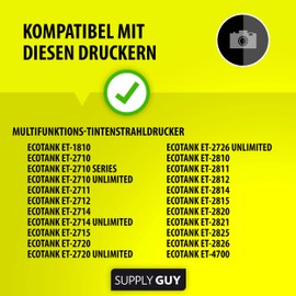 Supply Guy Ink Compatible with Epson 104 Cyan for EcoTank ET-2710 ET-2711 ET-2712 ET-2714 ET-2715 ET-2720 ET-2721 ET-2726 ET-2810 ET-2815 ET-2820 ET-2820 ET-2822 1 ET-2 1825 ET-2826 ET-4700 ET-4800 (3