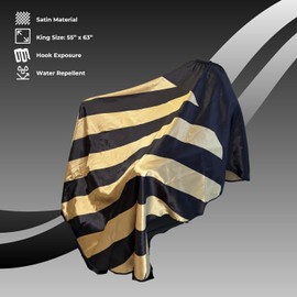 Barber Flow Pro Out Gold Satin Cutting Cape | Adjustable Elastic Neckband Closure | Large King Size