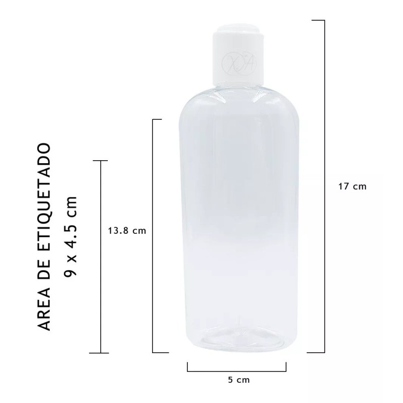 Xena Envase Para Gel Antibacterial 250 Ml Oval Paquete 100
