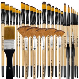 Parthan 32 Pieces Artist Brush Set for Acrylic Paints, Versatile Synthetic Brushes for Painting, Miniatures and Rock Painting, Acrylic Paint Brushes, Paint Brushes for Rock Painting, Durable Synthetic