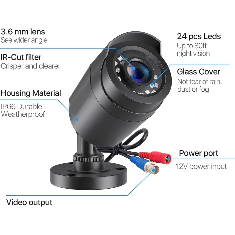 4 Outdoor WiFi Security Cameras 1080P Wireless with Night Vision