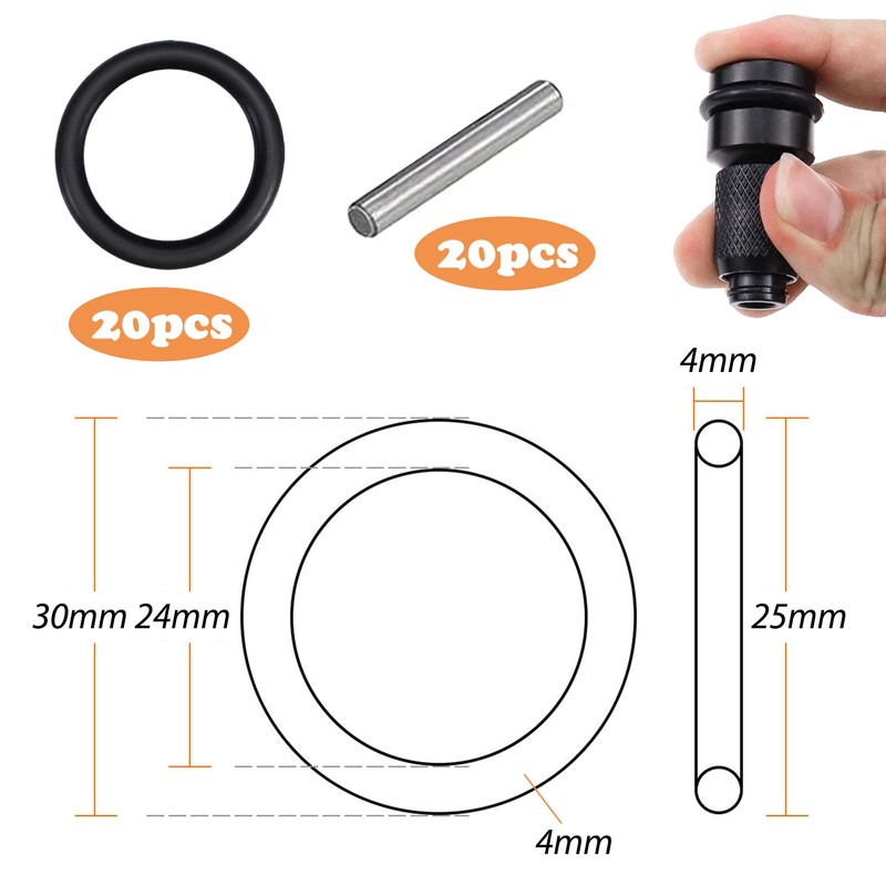 40 Pieces O-Ring and Pin Set 4 mm Spring Ring