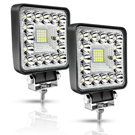 LikeSafe LED Tractor Work Light 4 Inch 123W 12V 24V Square Light Bars Spot Flood Off Road Lights Led Pods Driving Fog Light for Truck Trailer Vehicle Golf Car RV Boat, 2Pcs