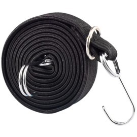 Plus Nao Elastic Cargo Cord 6.6 ft (2 m) Length, DIY Tool, Includes Hooks, Elastic Rope, Elastic Band, Fastening Strap, Load Tightening Belt, Extendable, Bicycle, Dolly, Motorcycle, 2m Black
