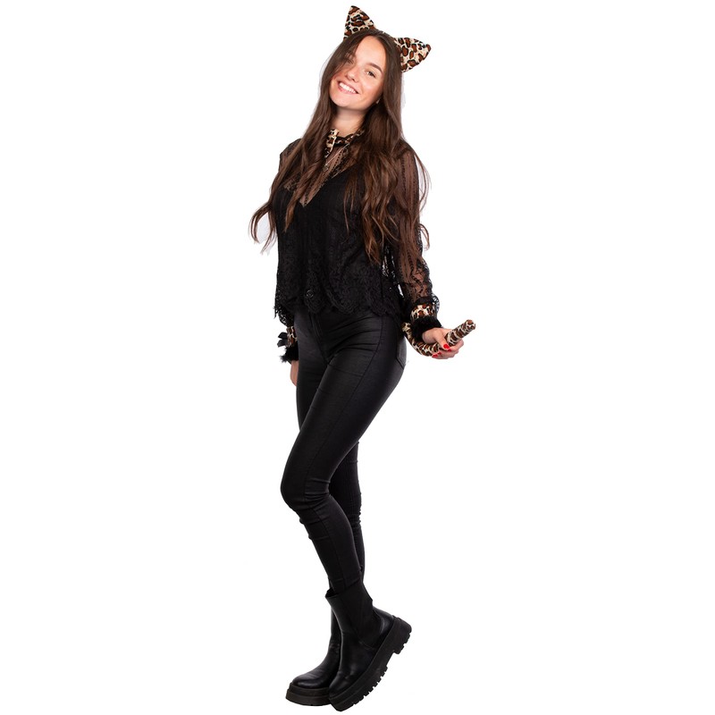 Brandsseller Animal Set Deluxe Headband Ears Tail Satin Bow Bracelets