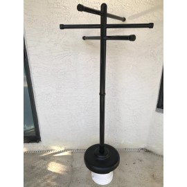 OUTDOOR LAMP COMPANY POOLSIDE TOWEL STAND, BRONZE COLORED PVC, 51" TALL, HOLDS 6 TOWELS, WEIGHTABLE
