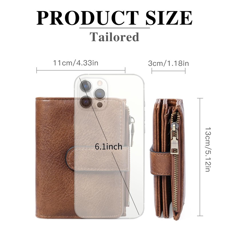 GOIACII Small Wallet Women RFID Blocking Trifold Clutch Ladies Credit
