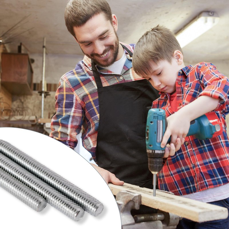 Threaded Rod M8, Pack of 5, Galvanised Threaded Rods, Carbon