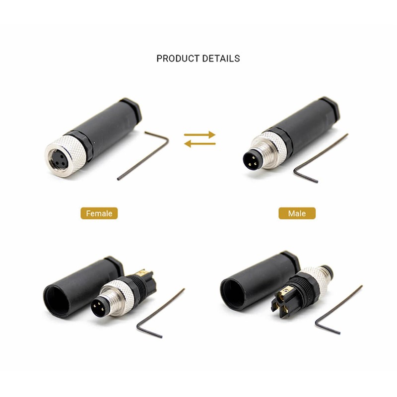 Elecbee 2PCS M12 8-Pin Connector Plug, 12 mm Sensor Cable