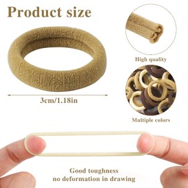 200Pcs Kids Hair Ties, 1 Inch Cotton Baby Hair Ties for Girls, Brown Seamless Elastic Bands Stocking Stuffers for Kids