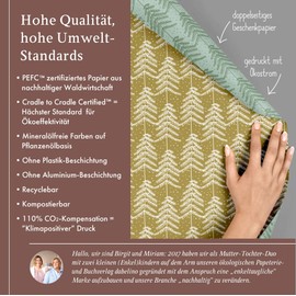 dabelino Christmas Wrapping Paper for Adults "Christmas Trees - Green, Brown": 4 x Sheets + 4 x Pendant Set (Modern, Elegant, Environmentally Friendly) | Double-Sided Christmas Wrapping Paper