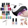 Rj Kit Gel Semipermanente 2 Gamas+lampara Uv-led-base+top+lima