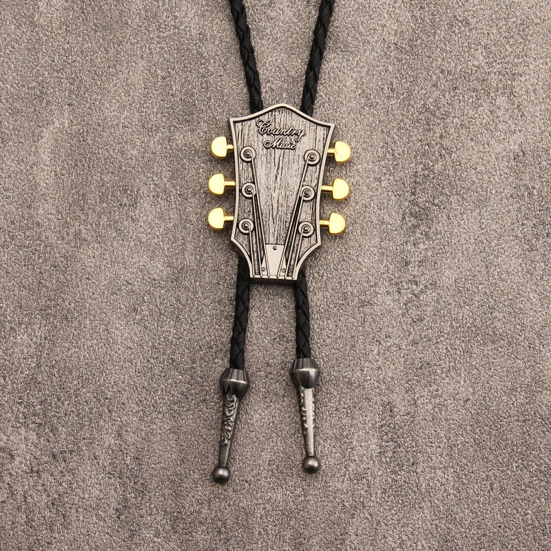 COOLLA Guitar Bolo tie Rodeo Cowboy Leather Necktie Western Bolo