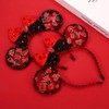 PHALIN 2PCS Football Headbands for Women Red Black Bow Mouse