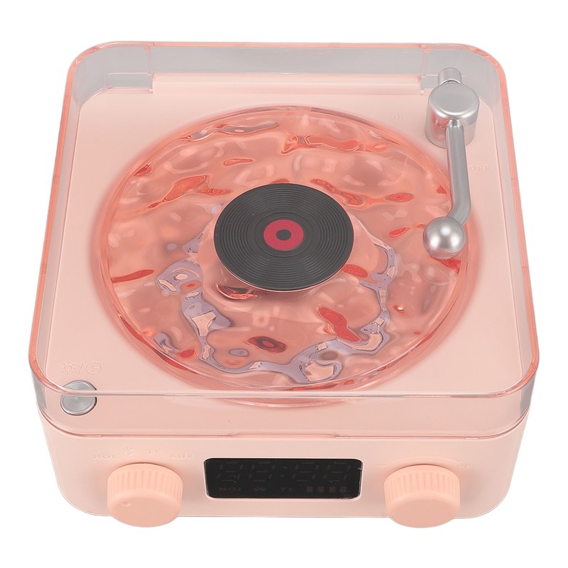 Record Player Style Bluetooth Speaker with Night Light and Time