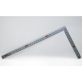Shinwa Sokutei 10652 Curb Scale, Same Thickness, Square Shape, Masterpiece, Red Numerals, Silver, 11.8 inches (30 cm)