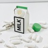 3D Lactose Intolerance Pill Box Milk Carton Shape Keychain Portable