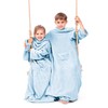 DecoKing Lazy TV Blanket, Microfibre Fleece Blanket with Sleeves, Pockets