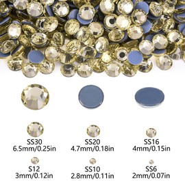 Blinginbox Hotfix Rhinestones, 1440 Pcs Crystal Hotfix Rhinestone Glass Rhinestones Round Crystal Gems Glass Stones for Clothes Shoes DIY Crafts Supplies(Jonquil-SS20)