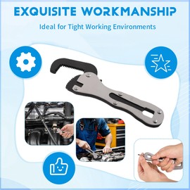 Qaautor 2pcs Mini Stubby Pipe Vise Wrench,Mini Stubby Wrench, Mini Self Adjusting Wrench,Portable Multifunctional Wrench