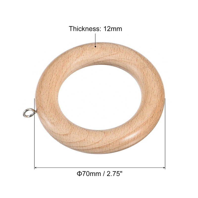 sourcing map 6Pcs Wooden Curtain Drapery Rings, 2.75 Inch Curtain