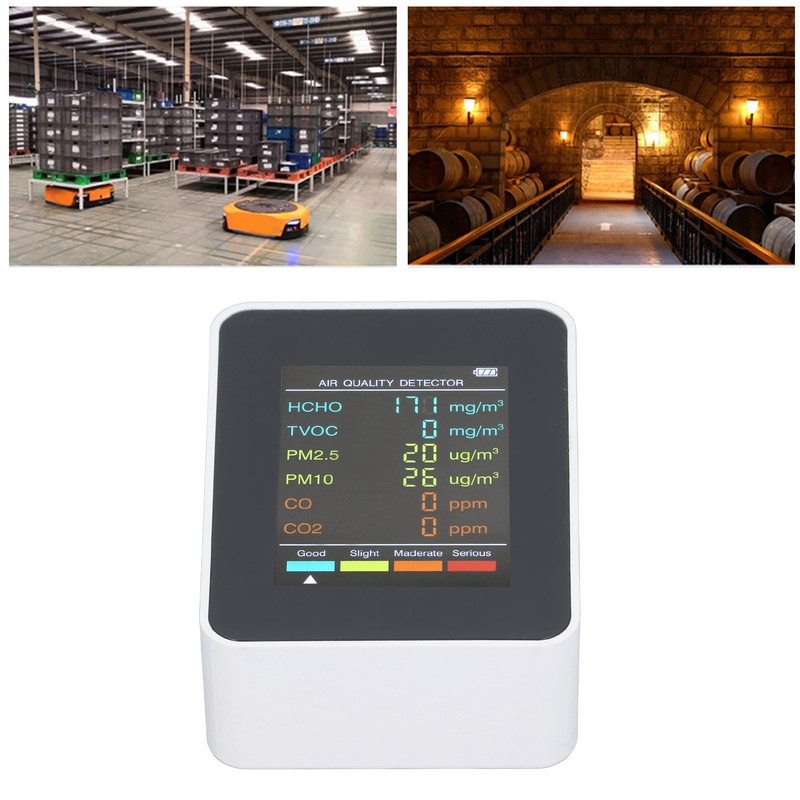 Air Quality Monitor Portable LCD Backlight Screen CO2 TVOC HCHO